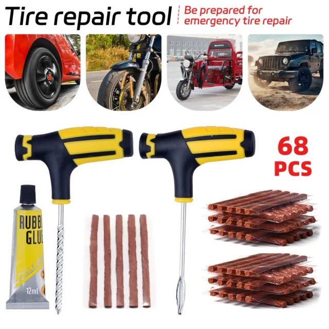 63pc Tire Repair Kit DIY Flat Tire Repair Car Truck Motorcycle Home Plug Patch