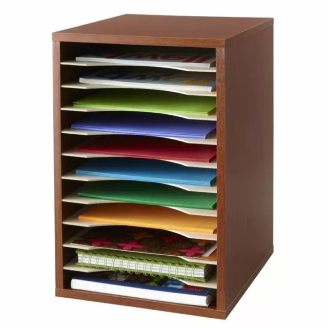 Safco 11 Compartment Vertical Desk Organizer in Cherry