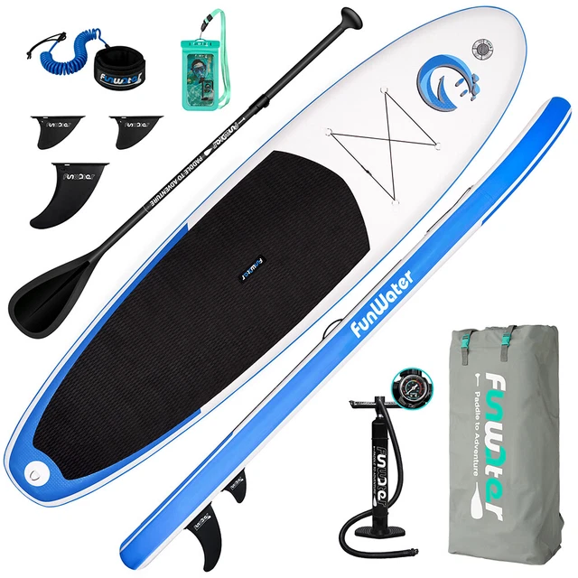 FUNWATER SUP BOARD Stand up Paddle Board, aufblasbar,Blau335cm Paddling