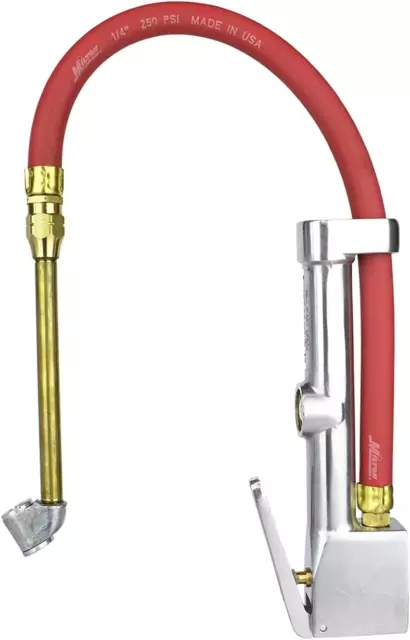 Inflador de neumáticos analógico Milton S-516 con manómetro, manguera pie recto Lo