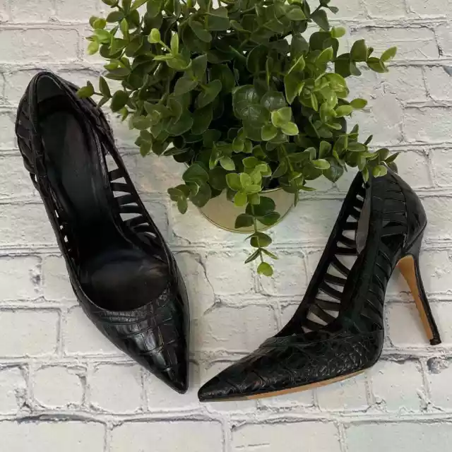 Rachel Roy Arya Croc Leather Heels 6M