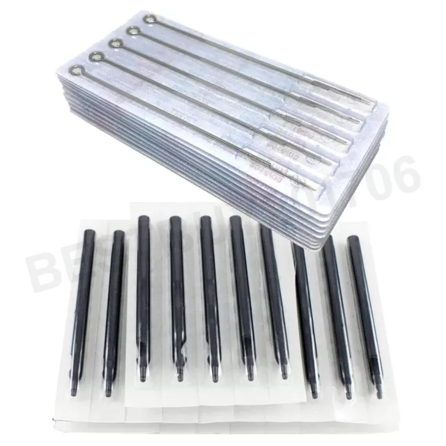 50 un. agujas y puntas de tubo para tatuaje + tamaños surtidos de revestimiento y sombreado RL RS M1