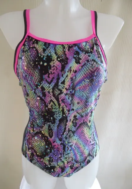 BNWT Maru snake print UPF50+ lined front swimming costume Size 10 Label 34