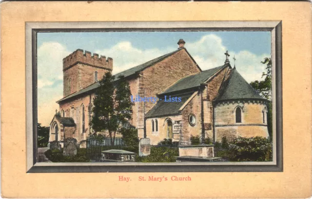 Hay On Wye St Marys Church Tucks Vintage Aquagraph Postcard c.1910  C105