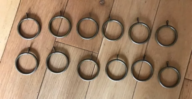 Set of 12x Vintage Brass Curtain Rings Reclaimed 45mm Internal Diameter B4