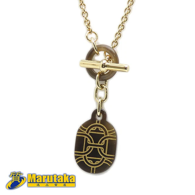 Hermes Necklace Shane Dunkle Buffalo Horn Gold Hardware With Box Pendant Excelle