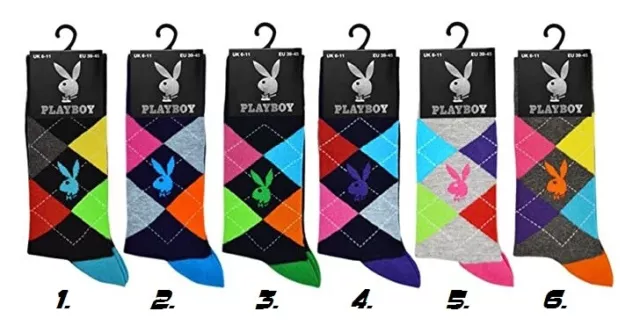 Playboy Argyle Dress Socks Uk 6-11 Eu 39-45 Officially Licensed Import Brand New