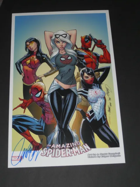 Spider-Man & Friends Art Print Signed By J Scott Campbell 11X17