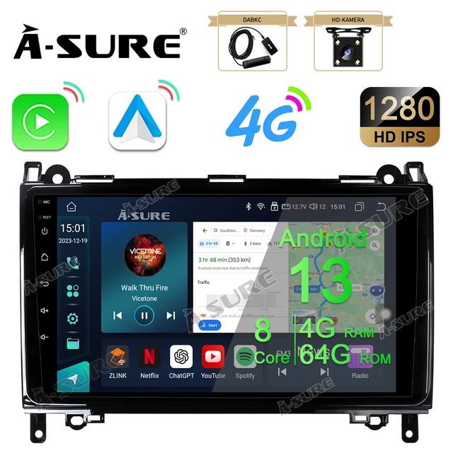 Android 13 Autoradio Für Mercedes A/B Class W169 W245 - 9" Touchscreen Mit CarPlay & Android Auto