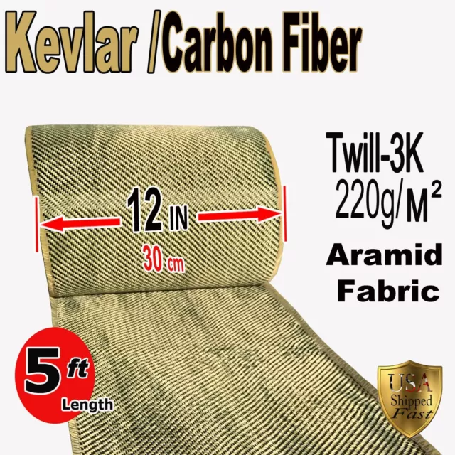 Carbon Fiber /Blue made with Kevlar Cloth Fabric 2x2 Twill 40 3k