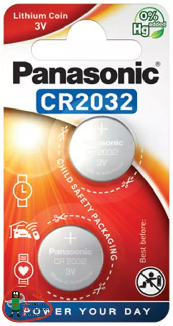 2x CR2032 Lithium-Batterie 3,0 Volt ø 20x3,2mm 3V Blisterpack Panasonic