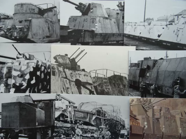 WW2 9 x German Train & LONG RANGE GUN MILITARY Collection No.17 REPRO Postcard
