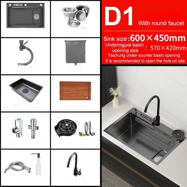Kitchen Sink 304 Stainless Steel Topmount Sink with Knife-holder Multifunction S