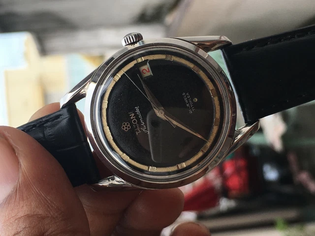 TITONI AIRMASTER TITOFLEX black dial mens vtg date watch 21 jewels ref 305-345 $149.00 - PicClick