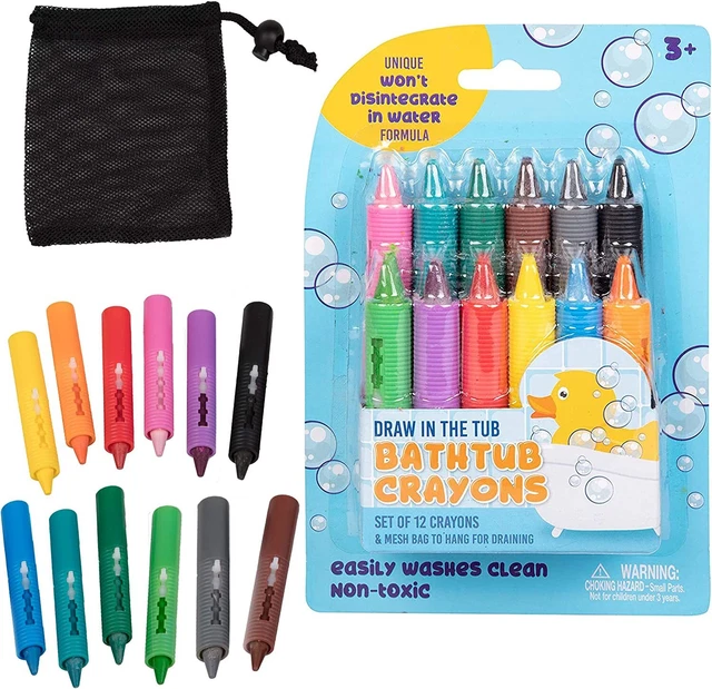 Bath Crayons Super Set - Set of 12 Draw in The Tub Colors with Bathtub Mesh