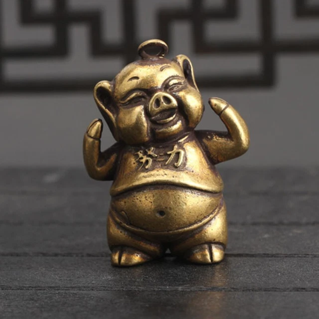 Stylish Copper Zodiac Pig Keychain Pendant for Contemporary Home Decor