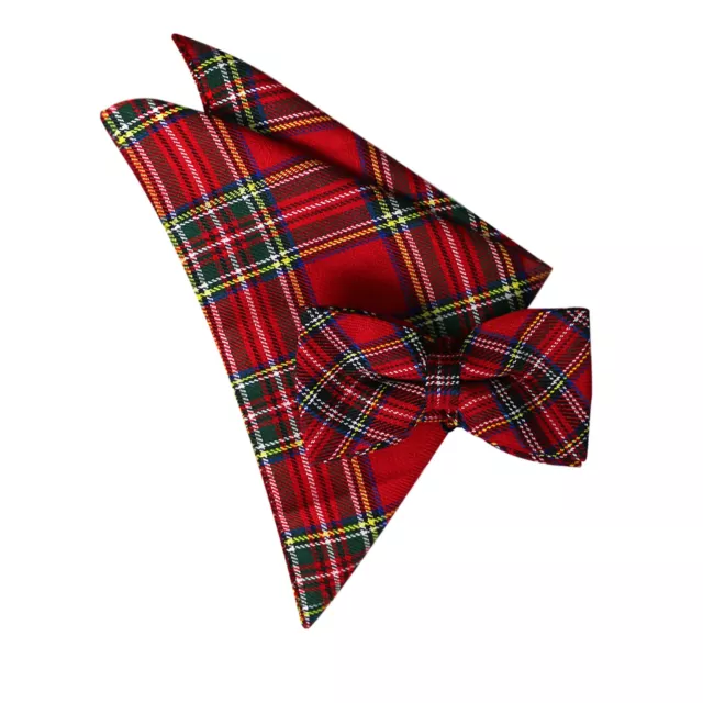 Scottish Burns Night Red Royal Stewart Tartan Design Bow Tie & Handkerchief Set