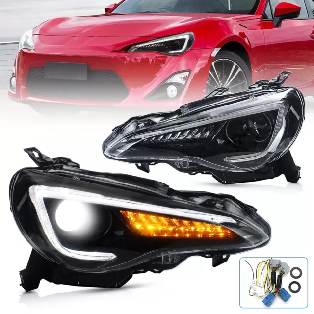 VLAND Headlights For Toyota 86 Subaru BRZ Scion FR-S w/Sequential Indicator Lamp