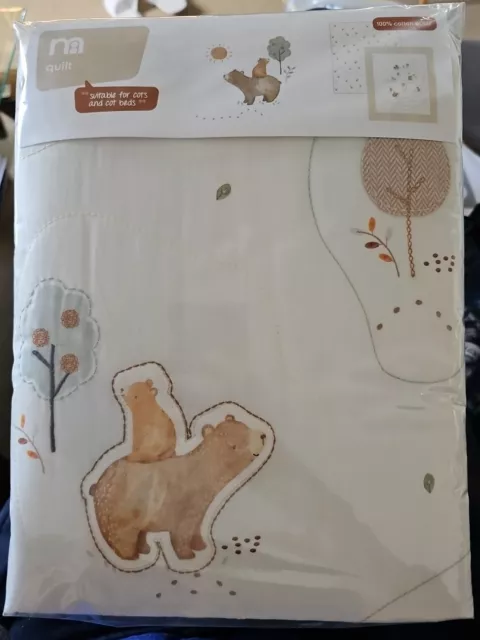 Mothercare Lovable Bear QUILT For A Cot Or A Cot Bed 4 Tog 100cm x 120cm NEW