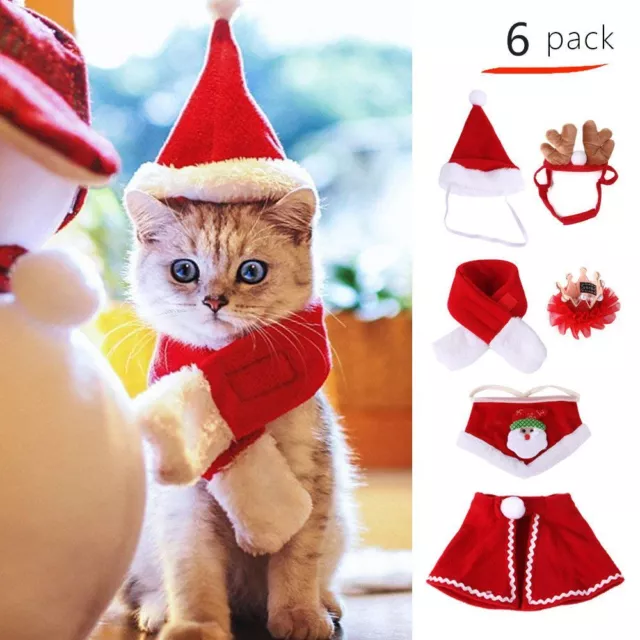 Ropa Capa Gato/perro Antler Sombrero Bufanda Disfraces de Navidad para mascotas