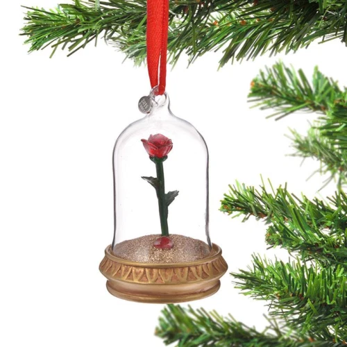 DISNEY BEAUTY AND the Beast Enchanted Light Up Rose Christmas Tree ...