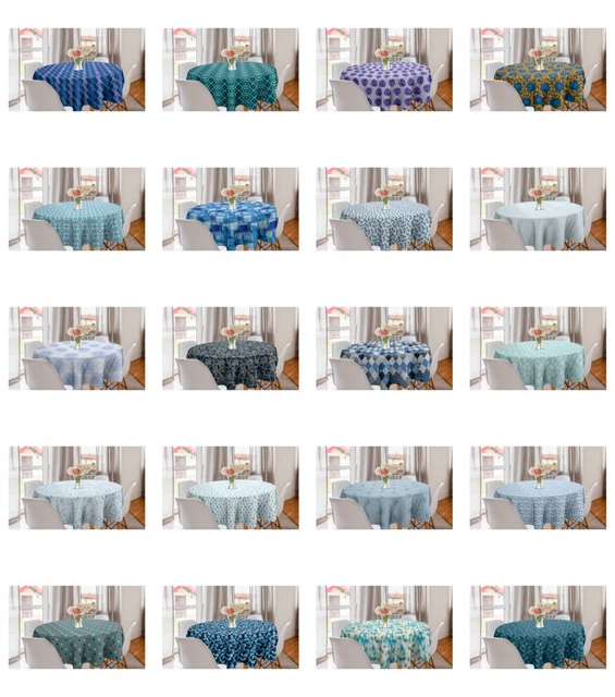 Ambesonne Blue Round Tablecloth Table Cover for Dining Room Kitchen