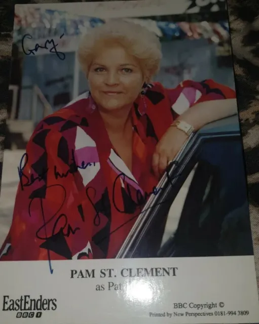 BBC EastEnders Pat Evans Rare Hand Signed Cast Card Pam St. Clement Autograph