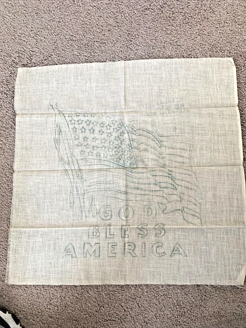 Bordado de lino Truax vintage God Bless America - bandera estadounidense - Grand Rapids Mi.