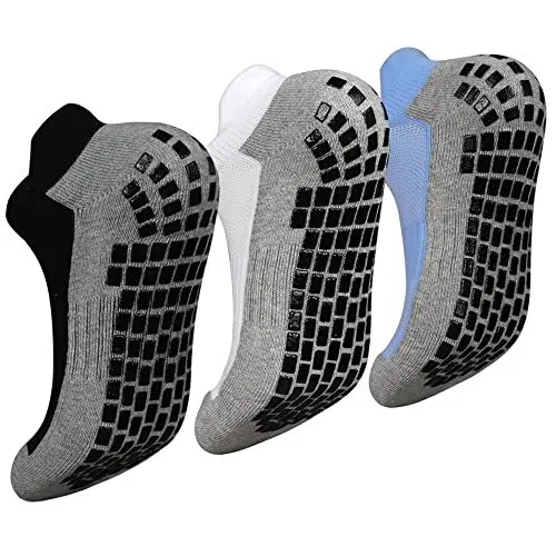 Men Non Slip Anti-Skid Socks 3 Pairs Tile Wood 10-12 01 Black+white+blue