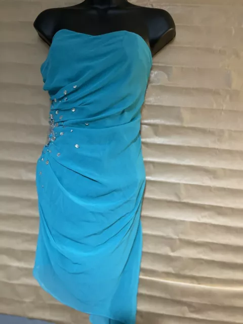 Womens Aqua Lipsy Embellished Strapless Embellished Dress. Size 10.