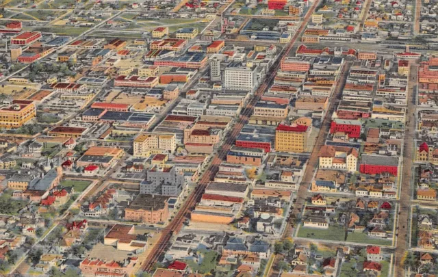 Albuquerque NM New Mexico Aerial View Downtown 1930s Main Street Vtg Postcard S2