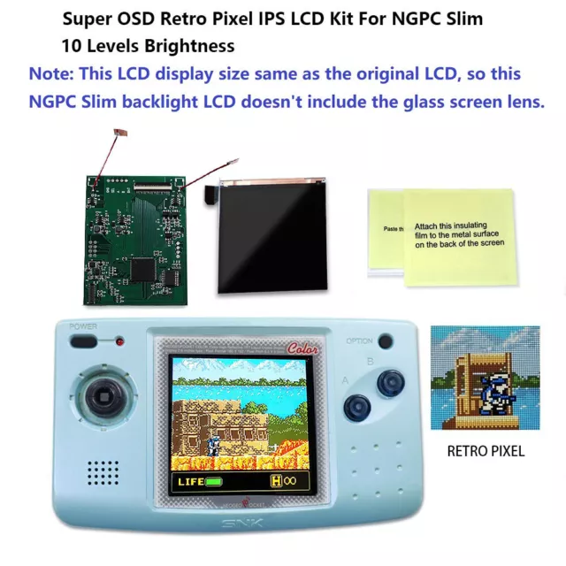 Super OSD Version IPS Backlight LCD Screen Backlight Kit For NGPC Slim Console
