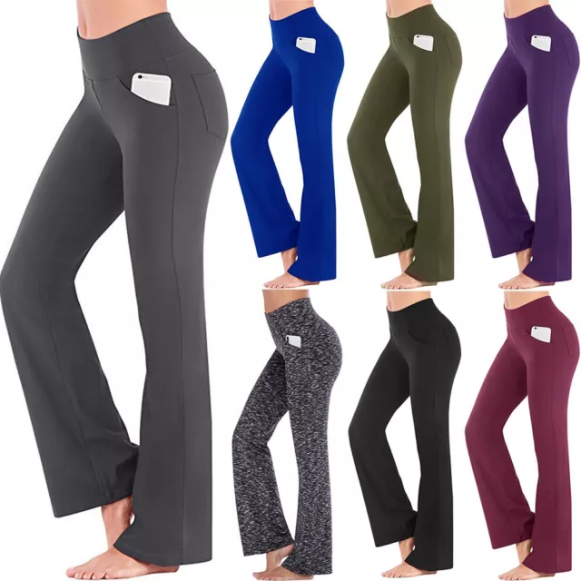 Women's HIGH WAIST Pocket Leggings Yoga Pants Ladies Active Gym Sports Trousers