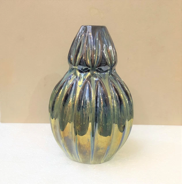 GRAND VASE CERAMIQUE DECOR FLEURI HAUTEUR 29CM