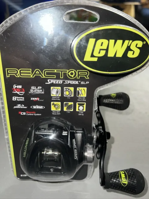 Lew's Reactor R1SH Baitcast Reel Speed Spool 8 Ball Bearings Black