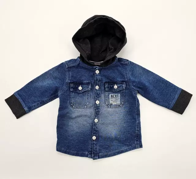 Next Jungen Übergangsjacke Hemdbluse mit Kapuze Denim in Gr. 68/74 (6-9 Monate)