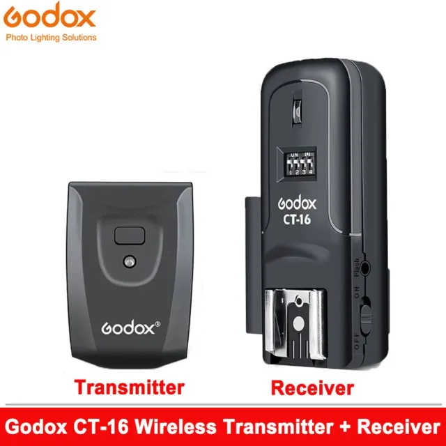 US Godox CT-16 Wireless Flash Trigger Transmitter + Receiver Set for Canon Nikon