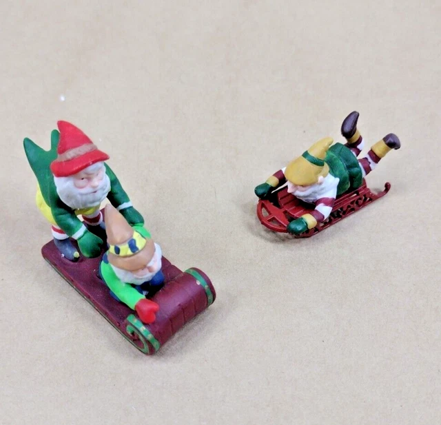 Dept 56 North Pole Series #5605-7 "Testing the Toys" Retired Elves testing sleds