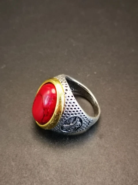 AMAZING Tibetan VINTAGE Rare OLD Miao Silver Brass Carved Ring b04