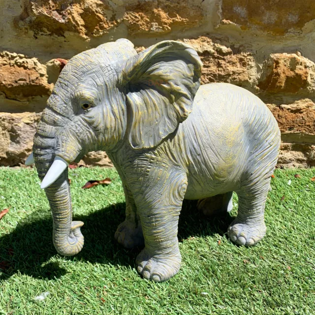 Grey Resin African Elephant Safari Garden Statue Sculpture Figure Ornament Large