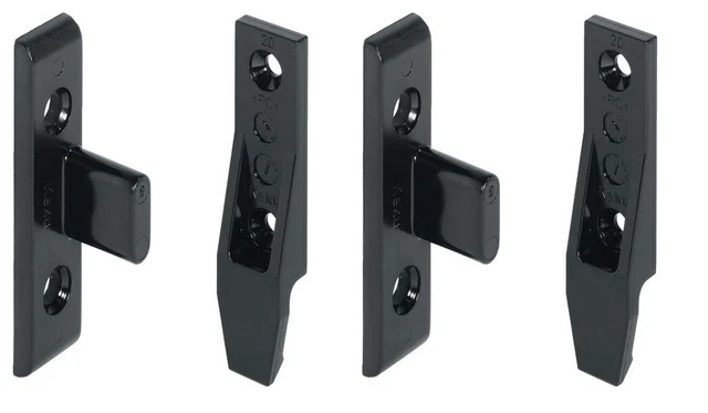 Hafele Keku EH/EHS Hook-On Push In Panel Clips & Plinth Fasteners - Black