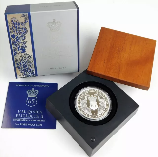 2018-P $1 Australia 9999 1 Oz Proof Silver 65th Anniv QEII Coronation OGP  B7609