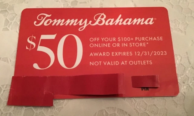 TOMMY BAHAMA 50 Off 100 Purchase Coupon Online or In Store