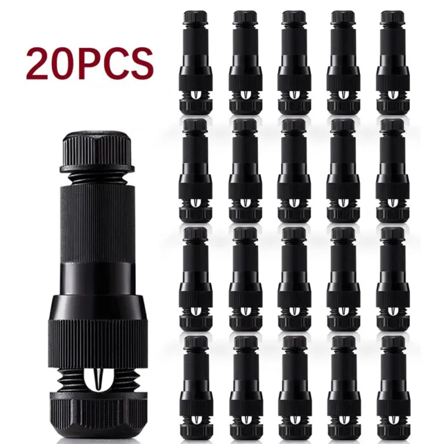 20Pcs Low Voltage Light Wire Connector Set Black For Landscape Light 12-16 Gauge