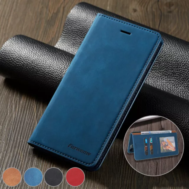 For iPhone 11/12/13 XR Xs 8 7 SE 6s Magnetic Leather Flip Wallet Card Case Cover
