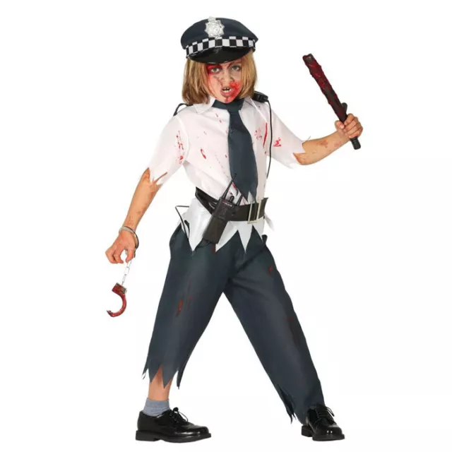 Costume vestito travestimento zombie poliziotto halloween carnevale bambino 5-12