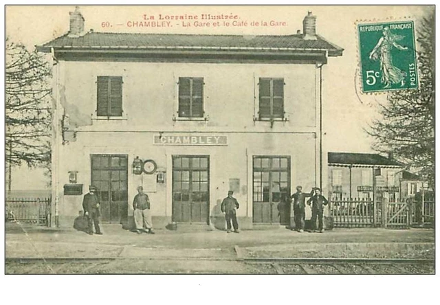 54.CHAMBLEY.n°3044.LA GARE ET LE CAFE DE LA GARE.PLIE