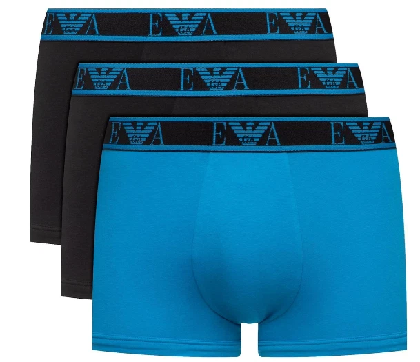 Boxer da uomo Emporio Armani confezione da 3 logo aquila blu nero piccolo