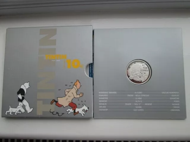 Belgium Silver Proof 10 Euro Tin Tin And Snowy Coin 2004 Km 236