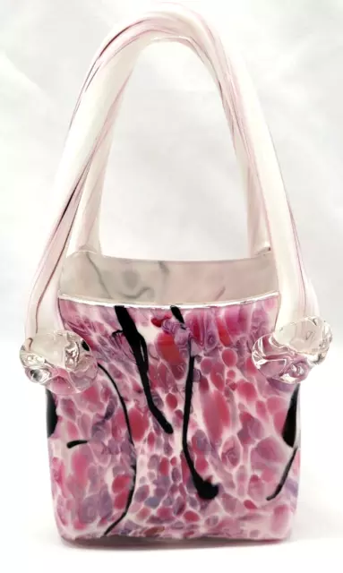 Murano Style Small Pink Art Glass Handbag Vase